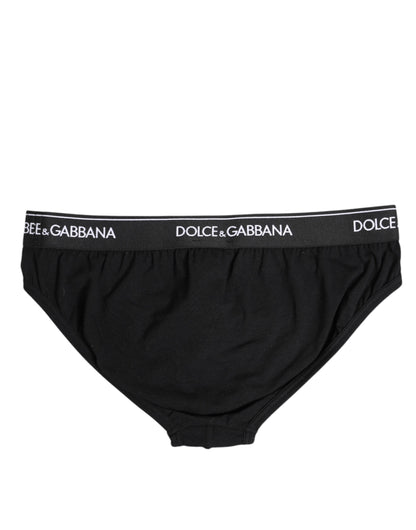 Dolce &amp; Gabbana – Schwarze Slips aus Baumwollstretch in normaler Passform