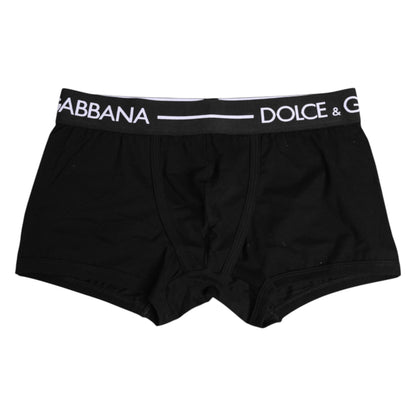 Dolce &amp; Gabbana – Schwarze Boxershorts aus Baumwollstretch in regulärer Passform