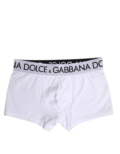 Dolce &amp; Gabbana – Boxershorts aus weißem Baumwollstretch in normaler Passform