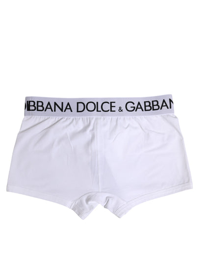 Dolce &amp; Gabbana – Boxershorts aus weißem Baumwollstretch in normaler Passform