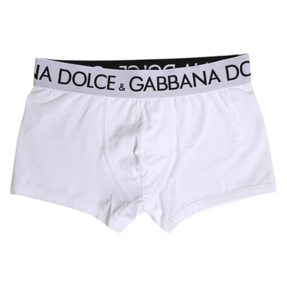 Dolce &amp; Gabbana – Boxershorts aus weißem Baumwollstretch in normaler Passform