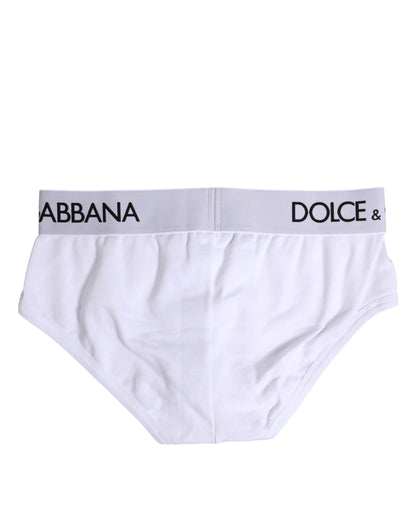 Dolce &amp; Gabbana – Weiße, normale Slip-Unterhose aus Baumwollstretch