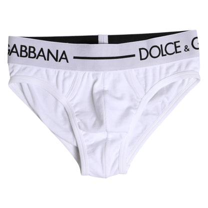 Dolce &amp; Gabbana – Weiße, normale Slip-Unterhose aus Baumwollstretch