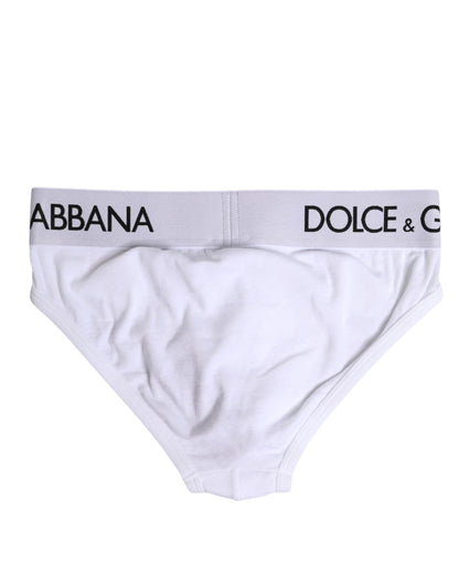 Dolce &amp; Gabbana – Weiße, normale Slip-Unterhose aus Baumwollstretch