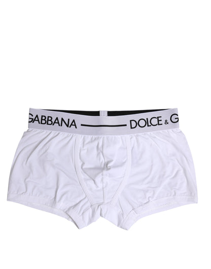 Dolce &amp; Gabbana – Boxershorts aus weißem Baumwollstretch in normaler Passform