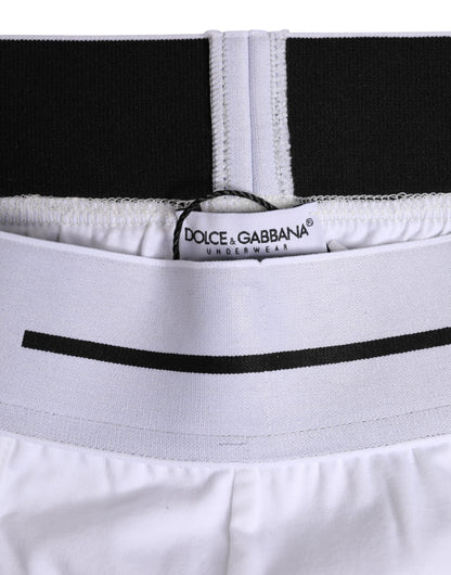 Dolce &amp; Gabbana – Boxershorts aus weißem Baumwollstretch in normaler Passform