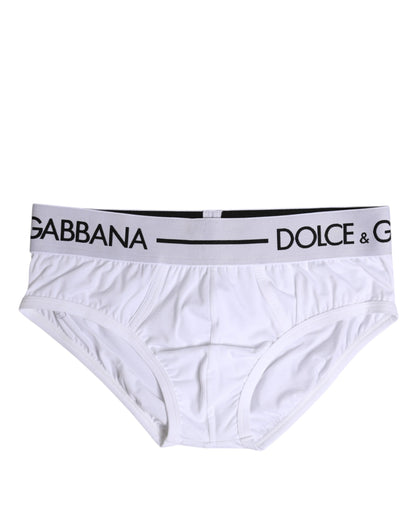 Dolce &amp; Gabbana – Weiße, normale Slip-Unterhose aus Baumwollstretch
