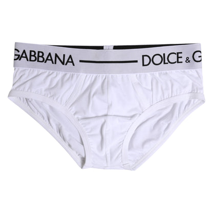 Dolce &amp; Gabbana – Weiße, normale Slip-Unterhose aus Baumwollstretch