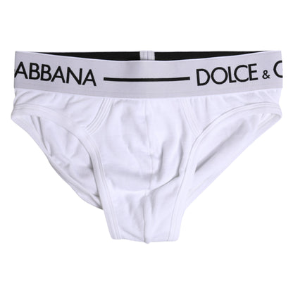 Dolce &amp; Gabbana – Weiße, normale Slip-Unterhose aus Baumwollstretch