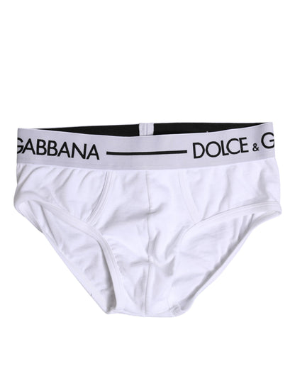 Dolce &amp; Gabbana – Weiße, normale Slip-Unterhose aus Baumwollstretch