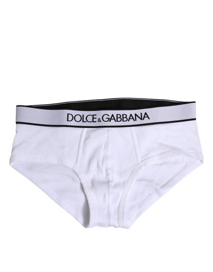 Dolce &amp; Gabbana – Weiße, normale Slip-Unterhose aus Baumwollstretch