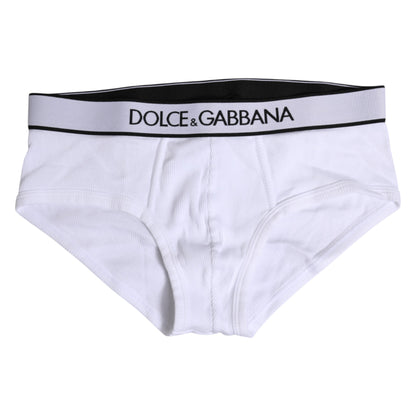 Dolce &amp; Gabbana – Weiße, normale Slip-Unterhose aus Baumwollstretch