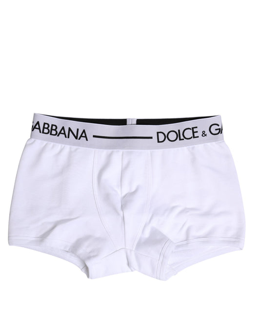 Dolce &amp; Gabbana – Boxershorts aus weißem Baumwollstretch in normaler Passform