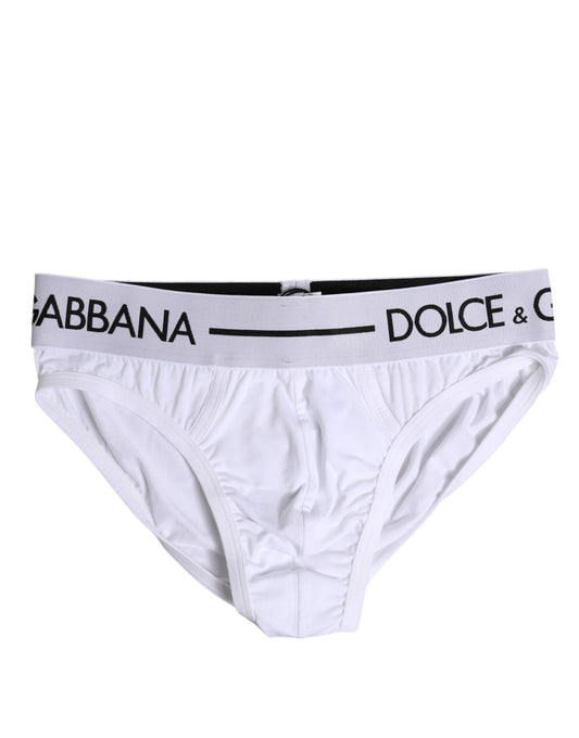Dolce &amp; Gabbana – Weiße, normale Slip-Unterhose aus Baumwollstretch