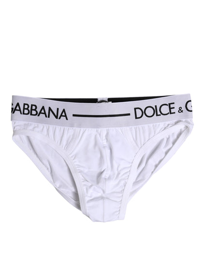 Dolce &amp; Gabbana – Weiße, normale Slip-Unterhose aus Baumwollstretch