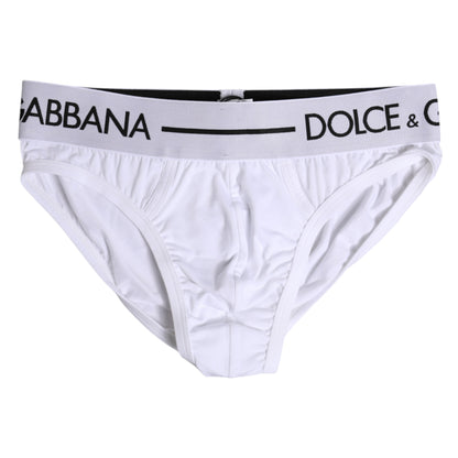 Dolce &amp; Gabbana – Weiße, normale Slip-Unterhose aus Baumwollstretch