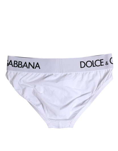 Dolce &amp; Gabbana – Weiße, normale Slip-Unterhose aus Baumwollstretch