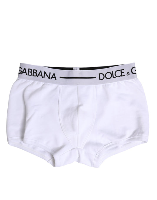 Dolce &amp; Gabbana – Boxershorts aus weißem Baumwollstretch in normaler Passform