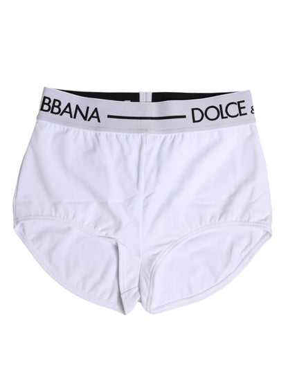 Dolce &amp; Gabbana – Weiße Boxershorts aus Nylon mit Logobund