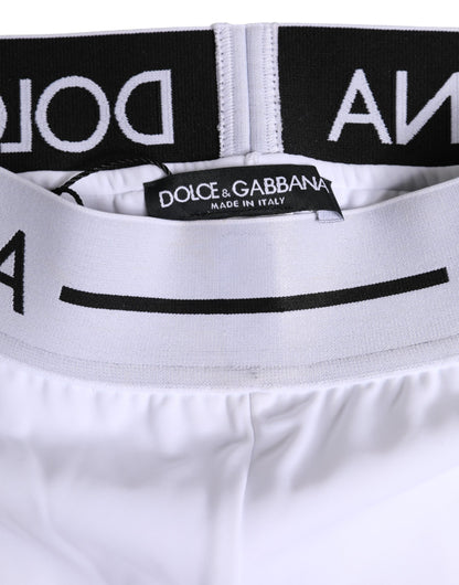 Dolce &amp; Gabbana – Weiße Boxershorts aus Nylon mit Logobund