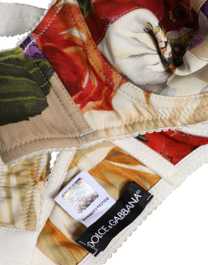 Dolce &amp; Gabbana Beige Floral Balconcino Bügel-BH Unterwäsche