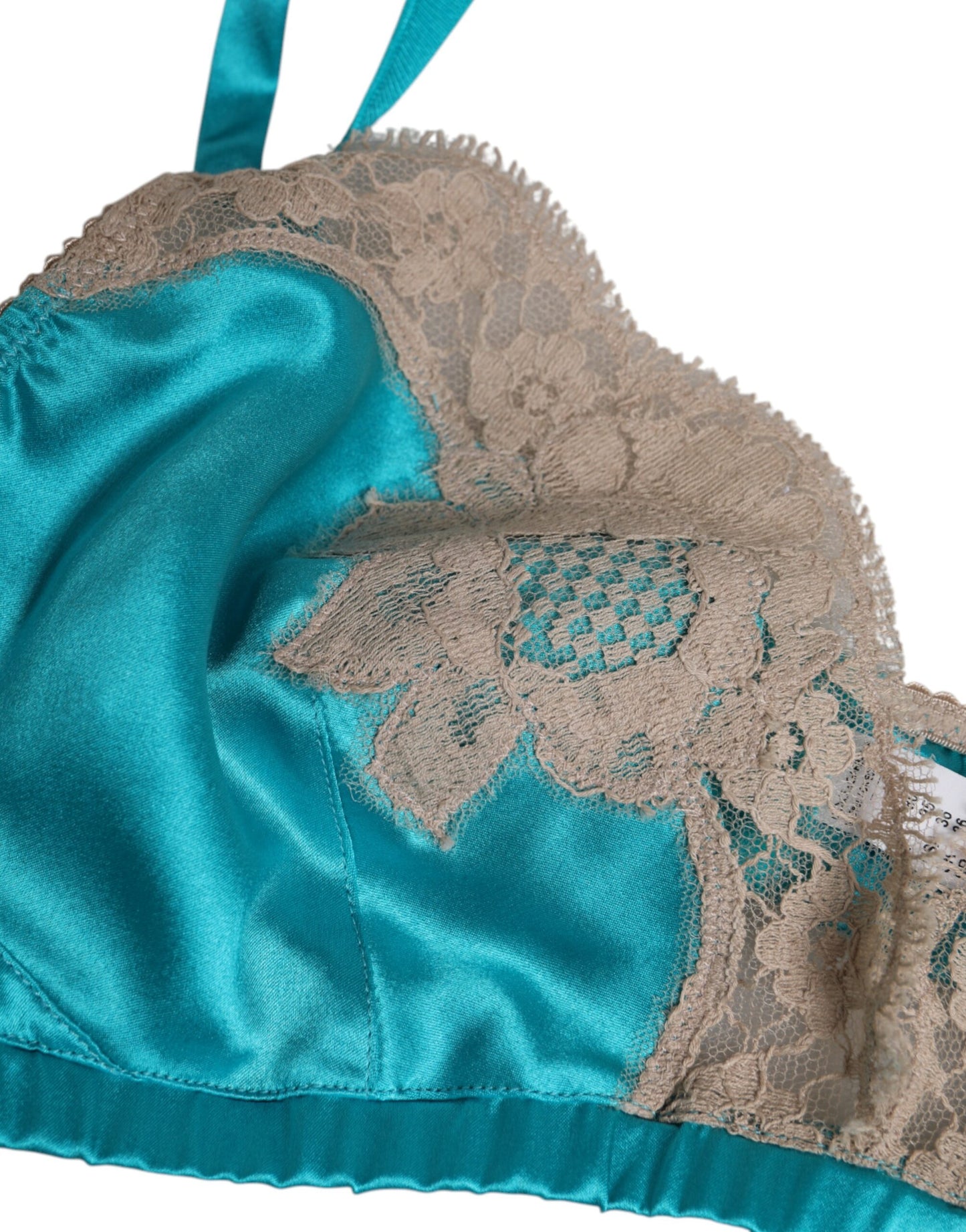 Dolce &amp; Gabbana – Bügelloser BH aus Seide mit Blumenspitze in Grün