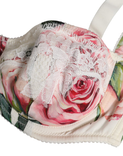 Dolce &amp; Gabbana – Balconette-BH mit Bügel und Blumenmuster in Weiß
