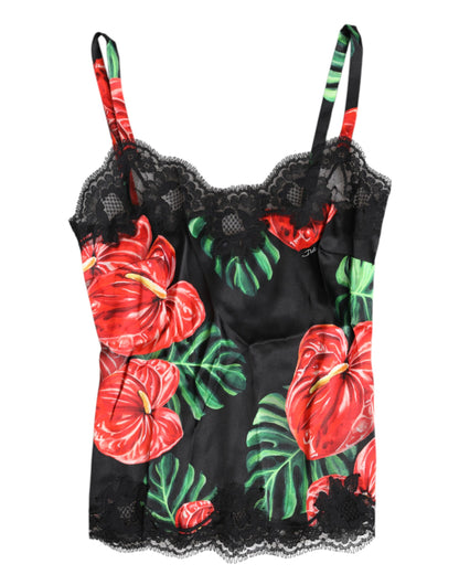 Dolce &amp; Gabbana Mehrfarbiges Seiden-Tanktop mit Blumenmuster, Dessous und Unterwäsche