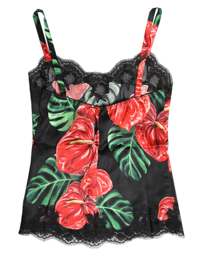Dolce &amp; Gabbana Mehrfarbiges Seiden-Tanktop mit Blumenmuster, Dessous und Unterwäsche