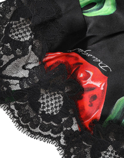 Dolce &amp; Gabbana Mehrfarbiges Seiden-Tanktop mit Blumenmuster, Dessous und Unterwäsche