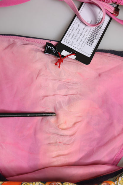 Dolce &amp; Gabbana – Rosa bedruckter Badeanzug, 2-teilig, Oberteil und Unterteil