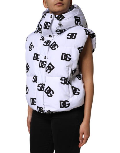 Dolce &amp; Gabbana DG Mania Pufferjacke aus Polyester in Weiß und Schwarz