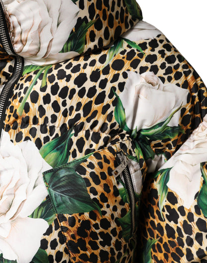 Dolce &amp; Gabbana – Steppjacke mit Leopardenmuster und Rosenmuster in mehreren Farben