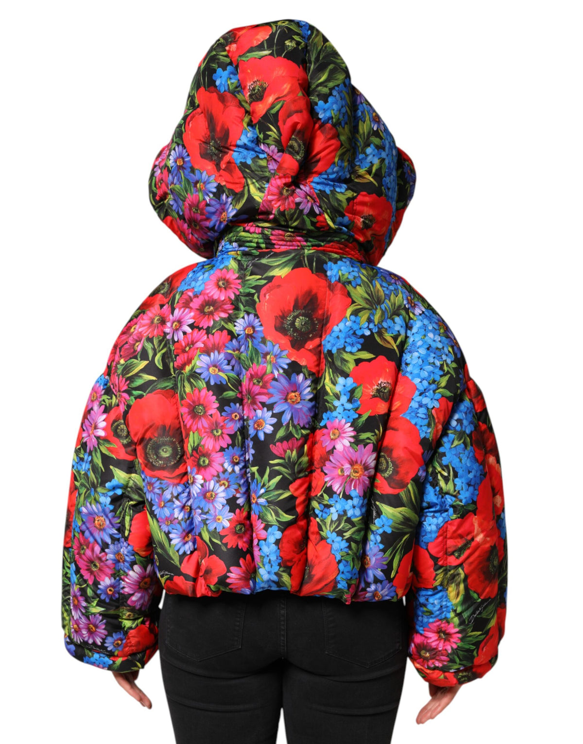 Dolce &amp; Gabbana – Puffermantel mit Kapuze und mehrfarbigem Blumenmuster
