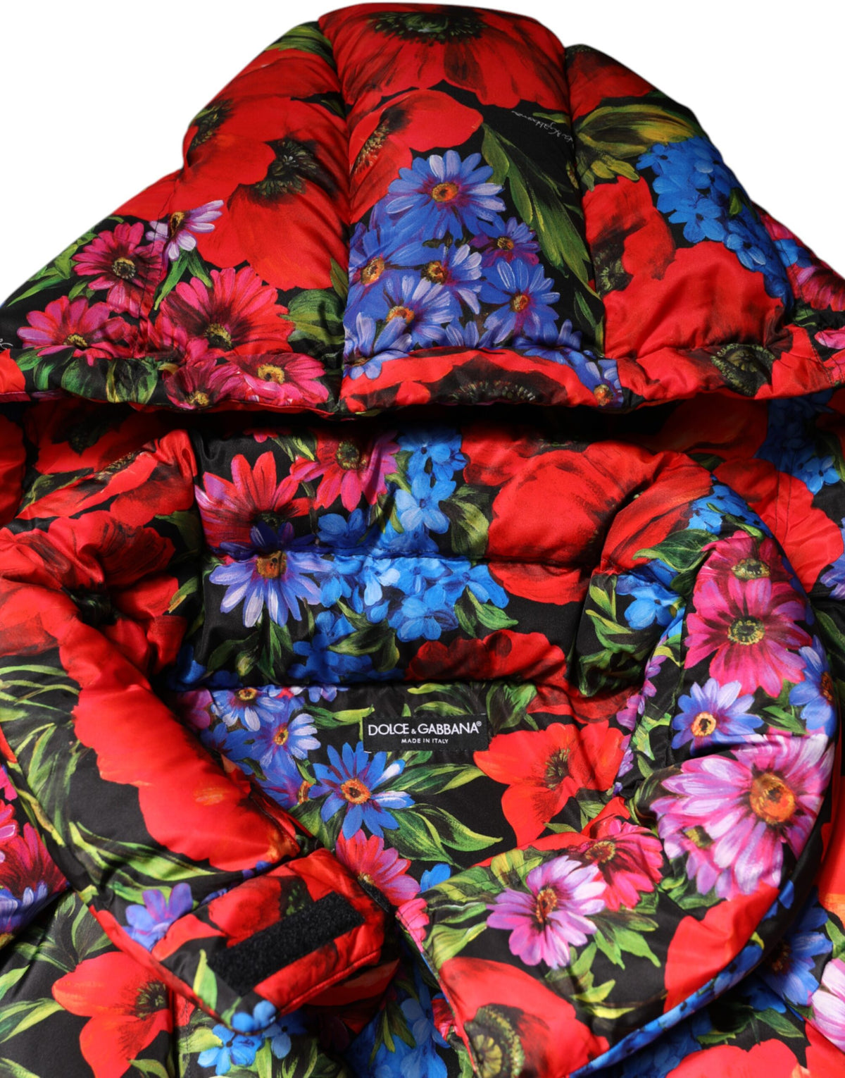 Dolce &amp; Gabbana – Puffermantel mit Kapuze und mehrfarbigem Blumenmuster