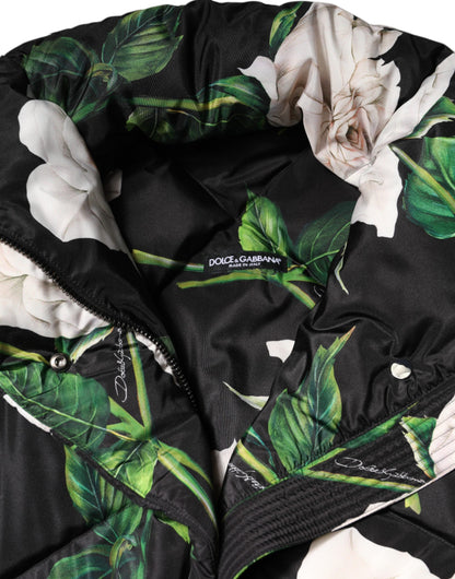 Dolce &amp; Gabbana – Schwarze Steppjacke mit Blumenmuster