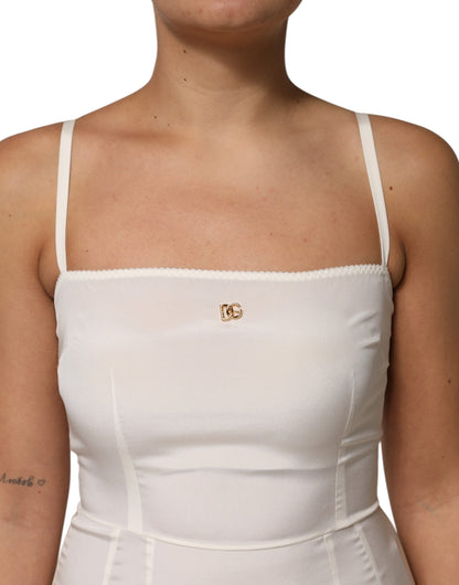 Dolce &amp; Gabbana, weißes Unterkleid aus Seide mit DG-Logo, Nachtwäsche