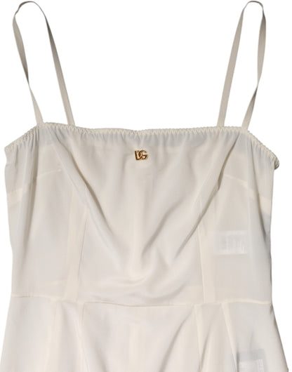 Dolce &amp; Gabbana, weißes Unterkleid aus Seide mit DG-Logo, Nachtwäsche