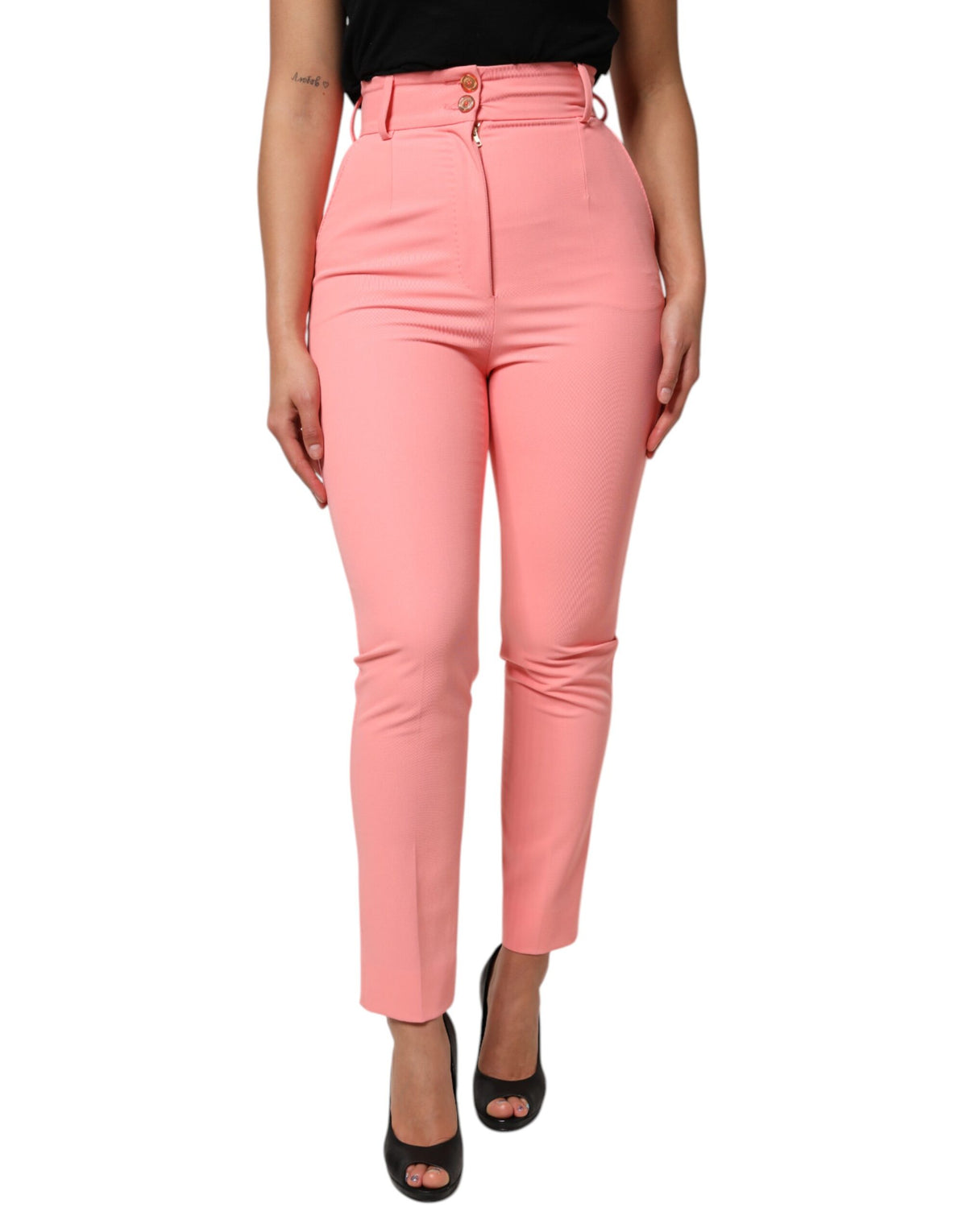 Dolce &amp; Gabbana – Hoch taillierte, schmal zulaufende Hose in Rosa