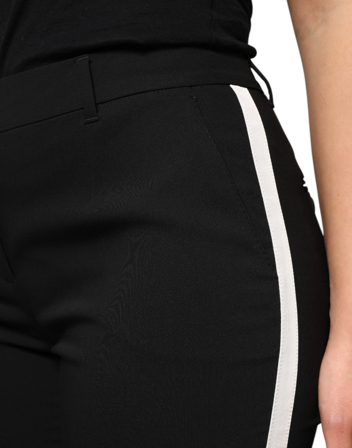 Dolce &amp; Gabbana – Schwarze, hoch taillierte Karottenhose aus Wolle