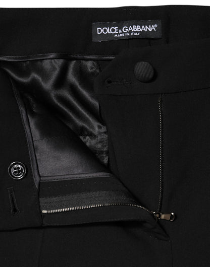 Dolce &amp; Gabbana – Schwarze, hoch taillierte Karottenhose aus Wolle