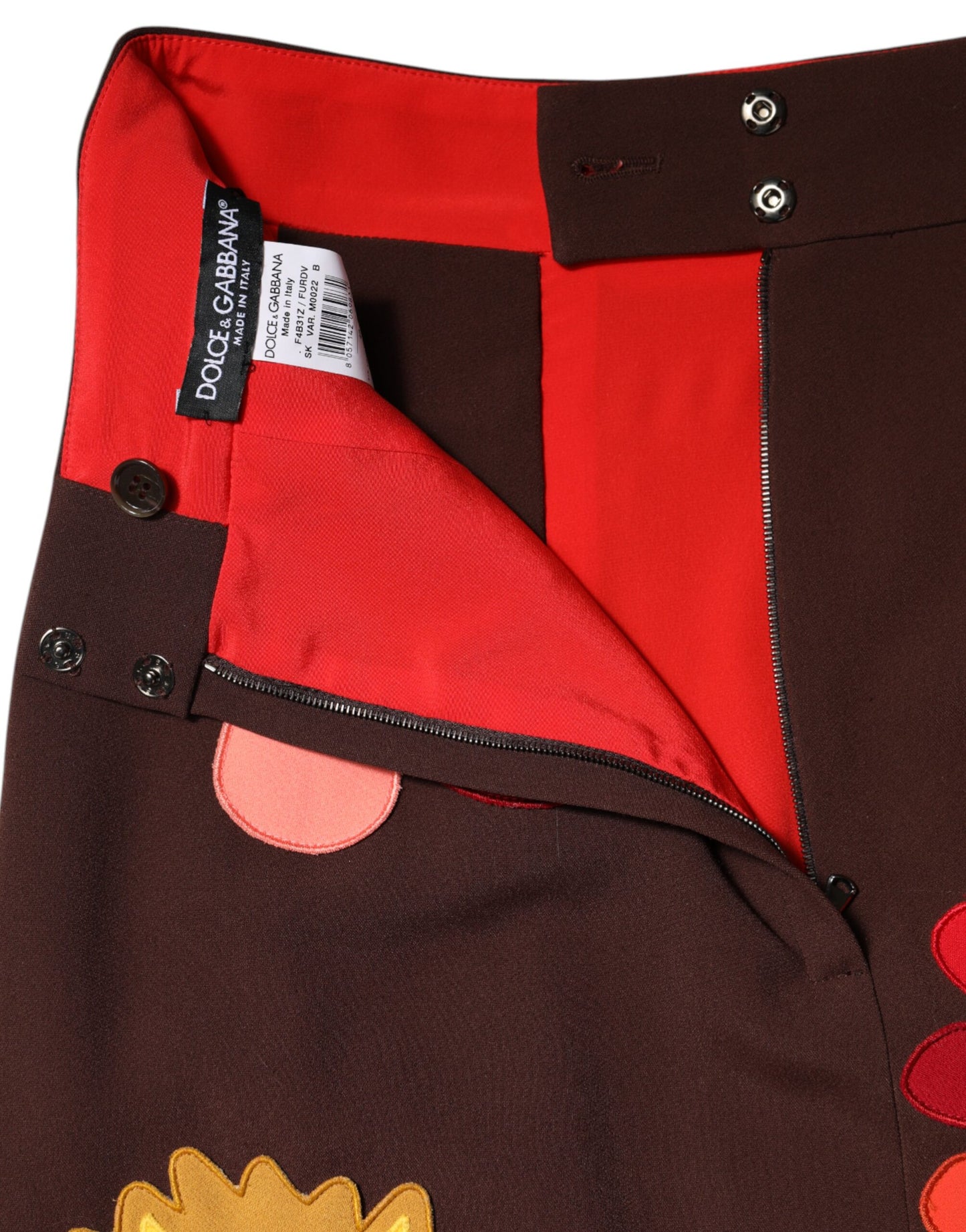 Dolce &amp; Gabbana – Brauner Rock mit Blumenmuster und hoher Taille und Seitenschlitz