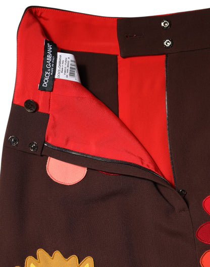 Dolce &amp; Gabbana – Brauner Rock mit Blumenmuster und hoher Taille und Seitenschlitz