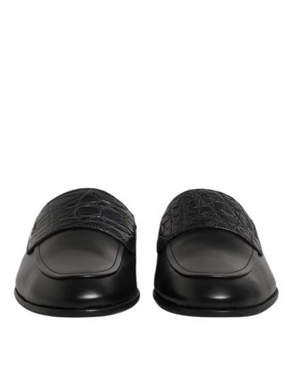 Dolce &amp; Gabbana – Slipper aus schwarzem Kalbsleder