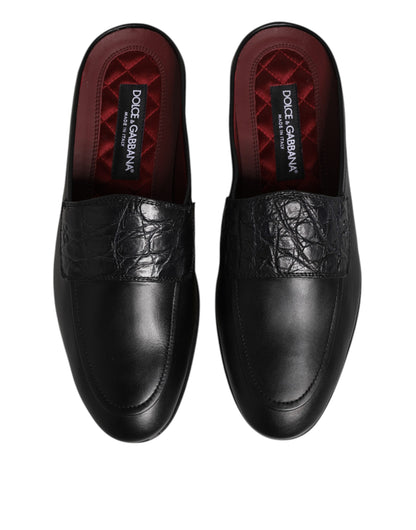 Dolce &amp; Gabbana – Slipper aus schwarzem Kalbsleder