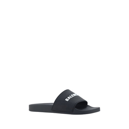 Balenciaga Schwarze flache Gummisandalen