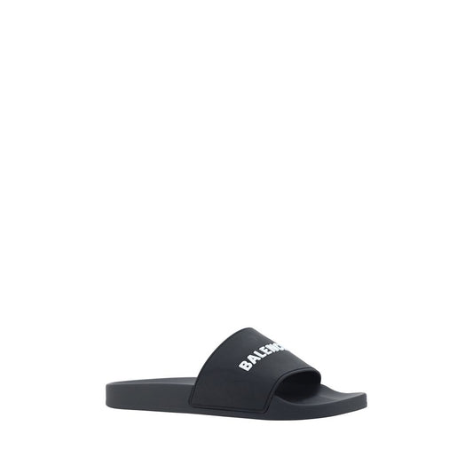Balenciaga Schwarze flache Gummisandalen