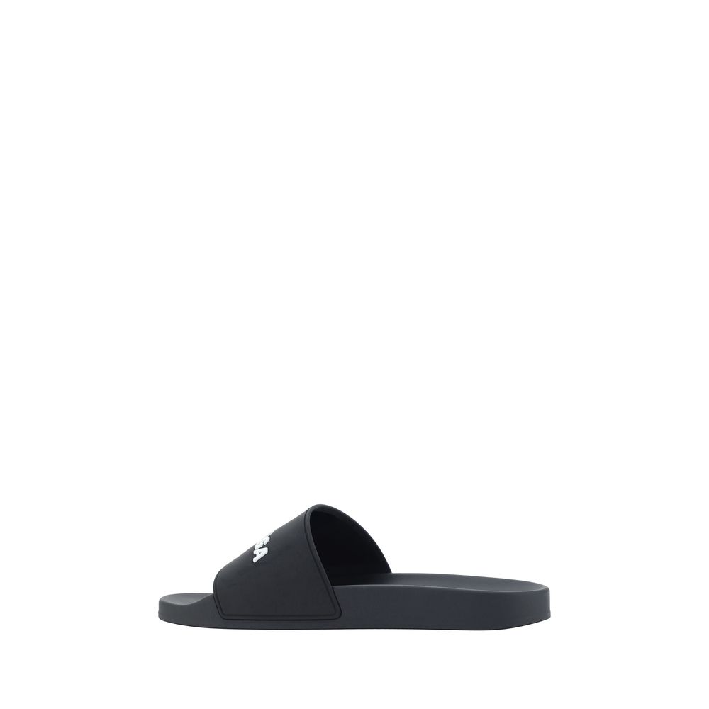 Balenciaga Schwarze flache Gummisandalen