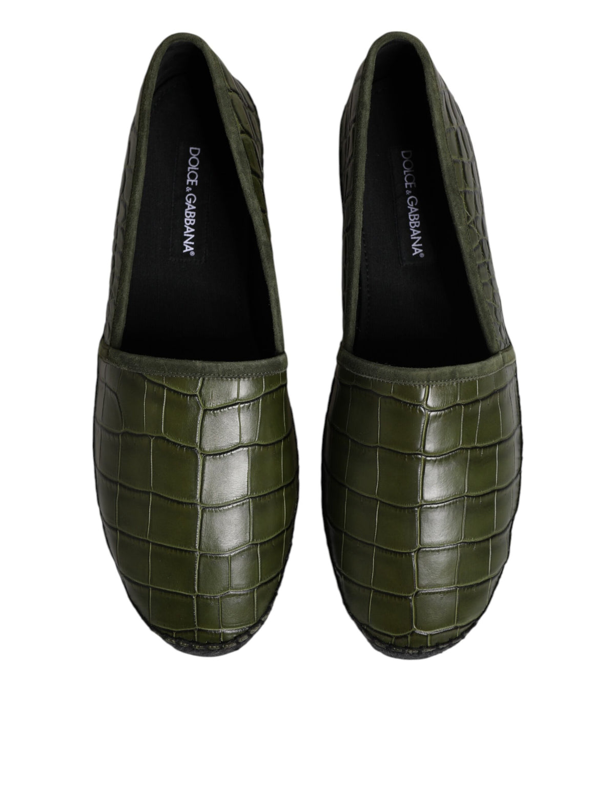 Dolce & Gabbana Green Exotic Leather Espadrilles Slip On Shoes