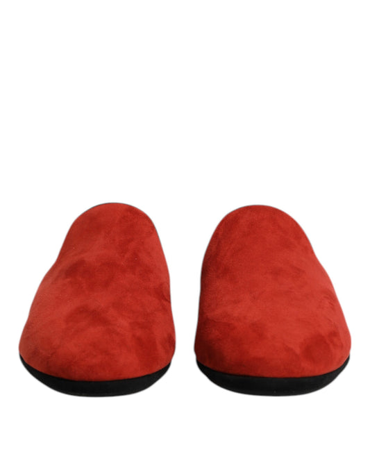 Dolce &amp; Gabbana – Flache Slipper aus Wildleder in Orange